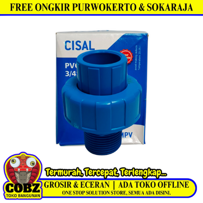 3/4 IN x 1 IN / CISAL Water Mur Moor Union Socket Polos Dan Drat Luar PVC