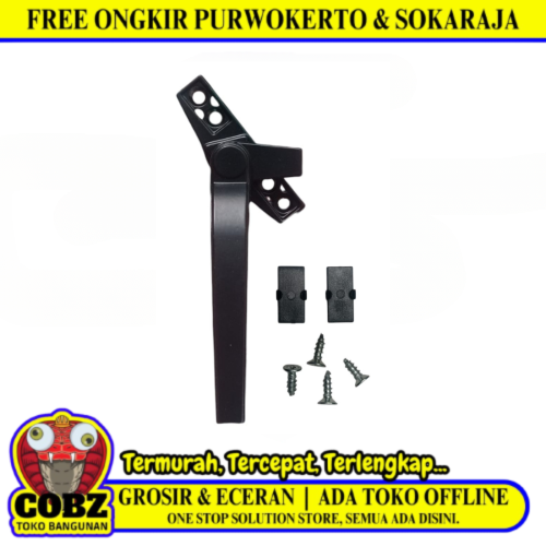 ALPHA Rambuncis Handle Slot Grendel Kunci Jendela Kiri SS Hitam