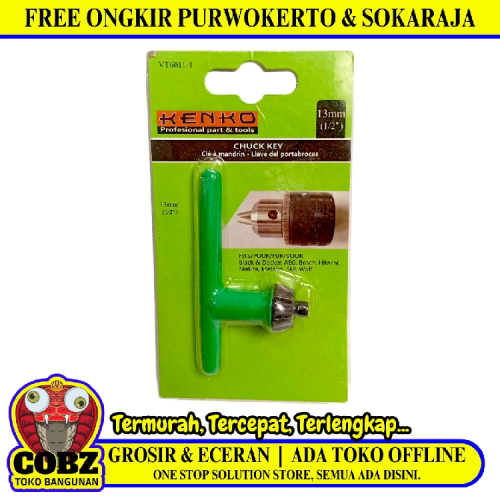 13 MM / KENKO Kunci Kepala Mesin Bor Hanging Drill Chuck Key Hijau