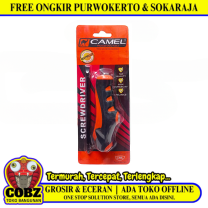 4 IN / CAMEL Obeng Screwdriver Two Way Bolak Balik Plus Minus 2 In 1 Gagang Karet