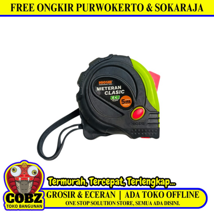 5 M / HIOSHI ECO CLASIC Meteran Alat Ukur Tukang Bangunan Measuring Tape