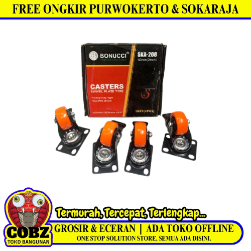 2 IN / BONUCCI Roda Rem Hidup Trolly Bentuk Drat … MM Karet Warna … Pcs Dus