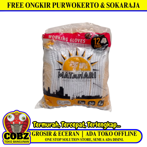 MATAHARI Sarung Tangan Benang Rajut Putih Kain Tukang Kerja Proyek Pack