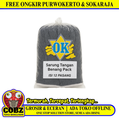 OK Sarung Tangan Benang Rajut Kain Tukang Kerja Proyek Sepasang