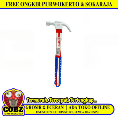 8 OZ / STAYVIC PK-S1022 Palu Martil Kambing Tanduk Congkel Paku Gagang Karet