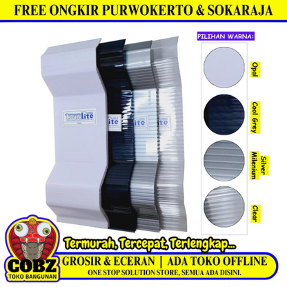 6 MM x 820 MM x 5 M / TWINLITE GRECA Atap U PVC Double Layer Grey Lembar