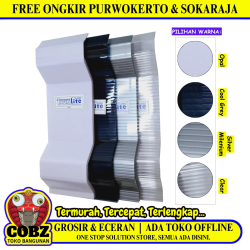 6 MM x 820 MM x 6 M / TWINLITE GRECA Atap U PVC Double Layer Grey Lembar