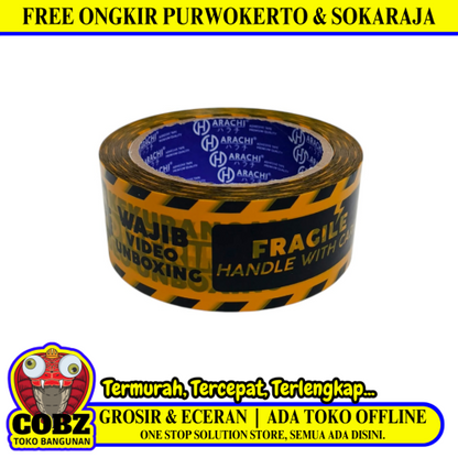 45 MM x 90 M /  HARACHI Lakban Fragile Unboxing Kuning Roll