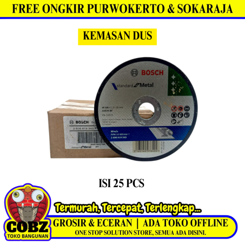 4 IN x 25 PCS / BOSCH A60NBF Metal Grinding Mata Gerinda Potong Cutting Besi Baja Dus