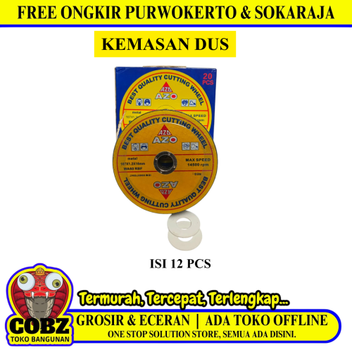 4 IN x 20 PCS / AZO Metal Grinding Mata Gerinda Potong Cutting Besi Baja Dus
