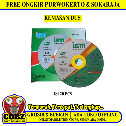 4 IN x 20 PCS / IGM Metal Grinding Mata Gerinda Potong Cutting Besi Baja Dus
