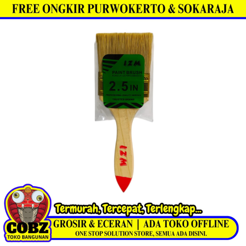2 1/2 IN / IZM Kuas Cat Tembok Kayu Besi Air Acyrlic Paint Brush