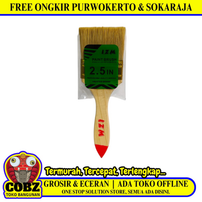2 1/2 IN / IZM Kuas Cat Tembok Kayu Besi Air Acyrlic Paint Brush