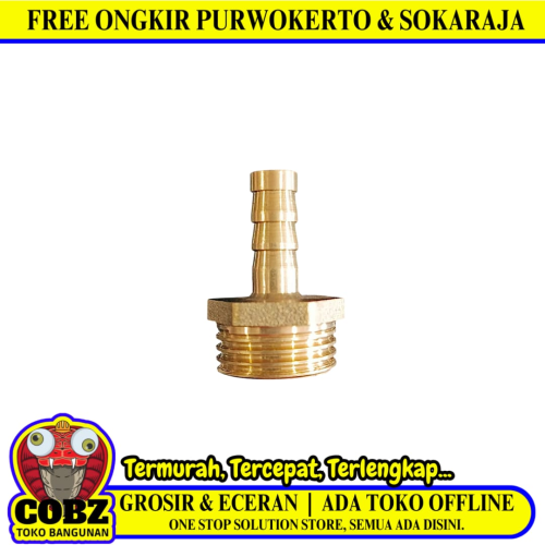1/4 IN x 1/2 IN / TM 01 Nepel Sok Sambungan Selang Ke Pipa Kuningan