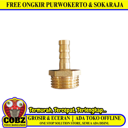 1/4 IN x 1/2 IN / TM 01 Nepel Sok Sambungan Selang Ke Pipa Kuningan