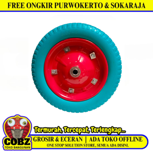 8 IN / GUNDUL Roda Ban Mati Gerobak Angkong Sorong Pasir Cor Set