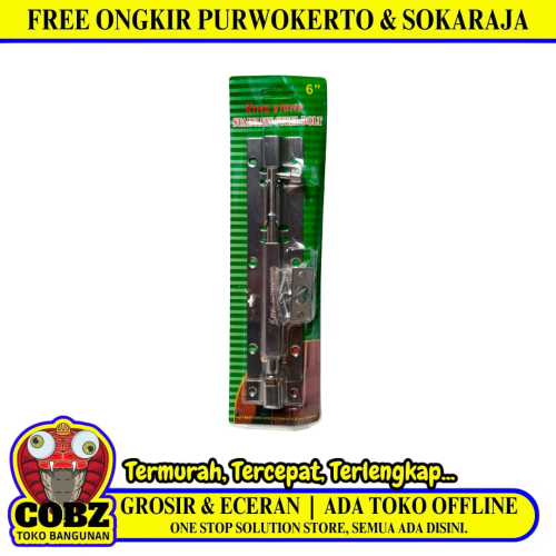 6 IN / KING STONE Grendel Kunci Slot Pintu Jendela Stainless
