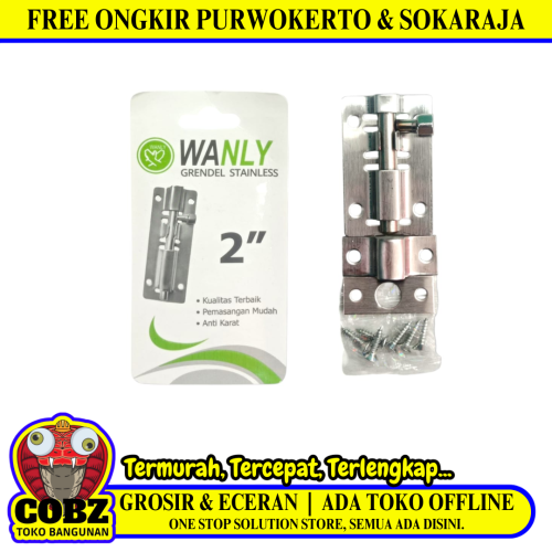 2 IN / WANLY Grendel Kunci Slot Pintu Jendela Stainless