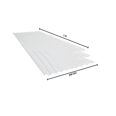 0.7 MM x 840 MM x 3 M / TM GRECA  Atap U PVC Gelombang Kecil Clear Lembar