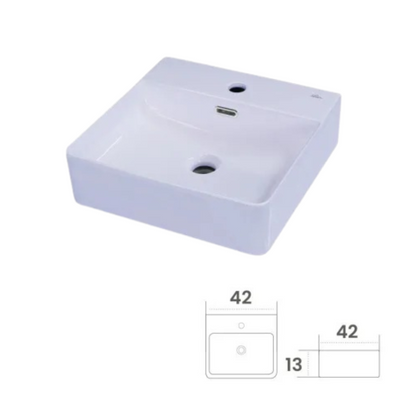 42 CM x 42 CM x 13 CM / GNET OTER AC1274 Wastafel Cuci Tangan Kecil White Keramik