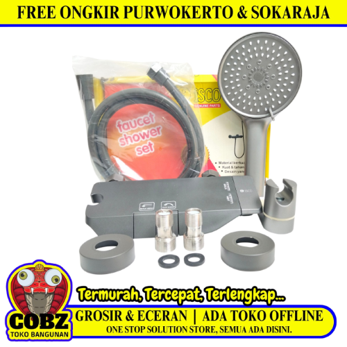 1/2 IN / ISCO WHC-6708 Kran Shower Panas Dingin Stainless + Selang + Shower Set