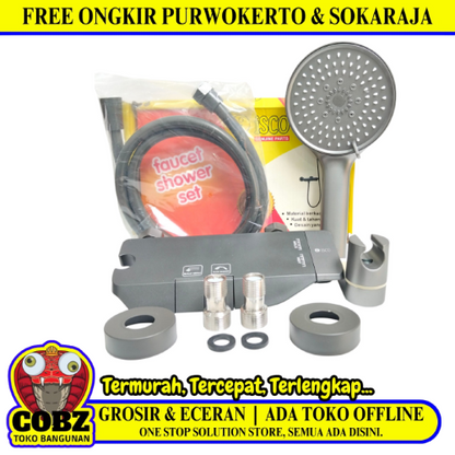 1/2 IN / ISCO WHC-6708 Kran Shower Panas Dingin Stainless + Selang + Shower Set