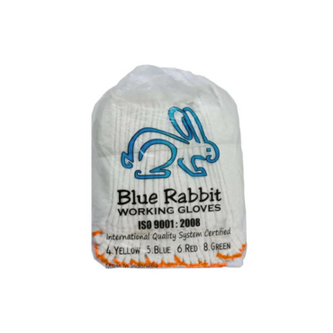 12 SET / BLUE RABBIT 02 Sarung Tangan Benang Rajut Kuning Kain Tukang Kerja Proyek Sepasang