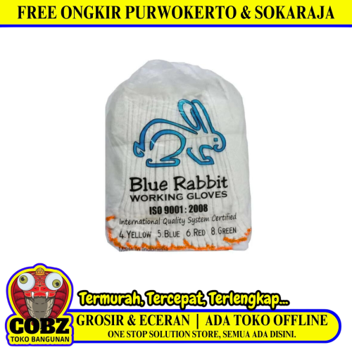 12 SET / BLUE RABBIT Sarung Tangan Benang Rajut Kuning Kain Tukang Kerja Proyek Sepasang