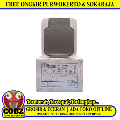1 LB / BROCO ATLANTIC 2151 Stop Kontak Tempel OB Outbow + Pengaman Cream