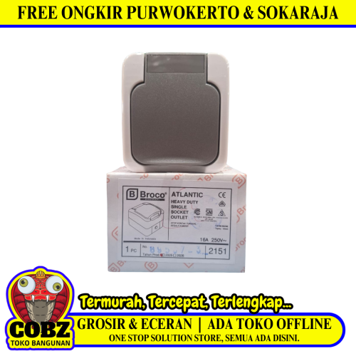 1 LB / BROCO ATLANTIC 2151 Stop Kontak Tempel OB Outbow + Pengaman Cream