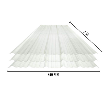 0.7 MM x 840 MM x 3 M / TM TRIMDECK Atap U PVC Gelombang Besar Clear Lembar