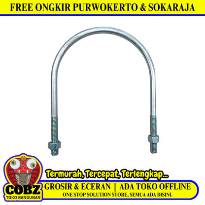 3/8 X 4 IN / TM Klem Pipa Bracket Knalpot Exhaust Clamp U Bolt Besi