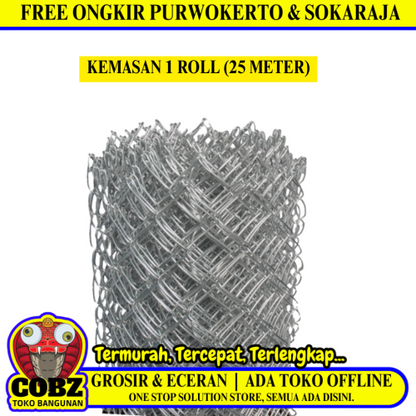 5 CM x 5 CM x 200 CM x 25 M / TM Kawat Harmonika Ram Pagar Galvanis Roll