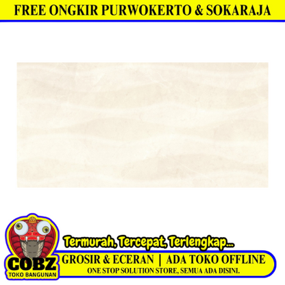 30 CM x 60 CM / PLATINUM DEXA Keramik Dinding Kamar Mandi Glossy Cream Embossed Dus