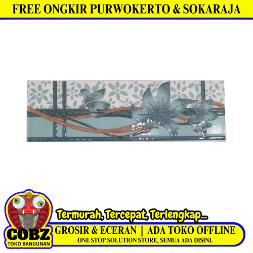 8 CM x 25 CM / COBZ CV531 List Keramik Dinding Kamar Mandi Green Lembar