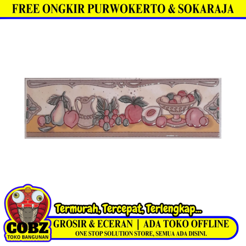 8 CM x 25 CM / COBZ CV788 List Keramik Dinding Kamar Mandi Gold Lembar