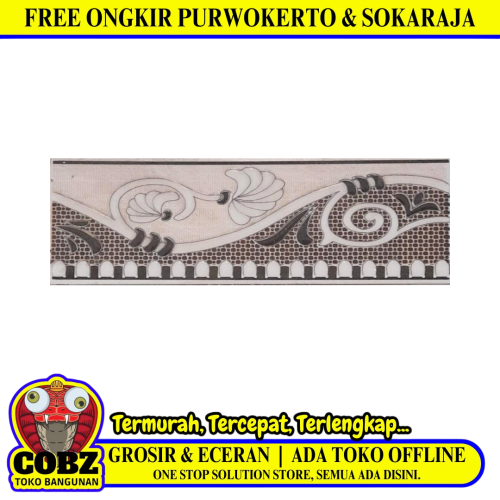 8 CM x 25 CM / COBZ CV576 List Keramik Dinding Kamar Mandi Brown Lembar