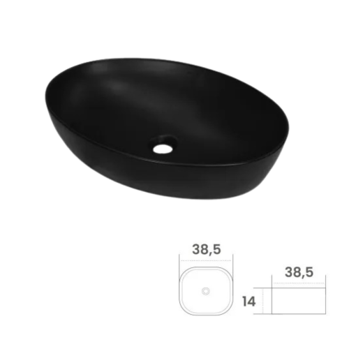 38.5 CM x 14 CM x 38.5 CM / GNET OTER AC1517 Wastafel Cuci Tangan Kecil Black Keramik