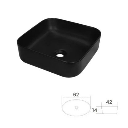 62 CM x 14 CM x 42 CM / GNET OTER AC1282 MB Wastafel Cuci Tangan Besar Black Keramik