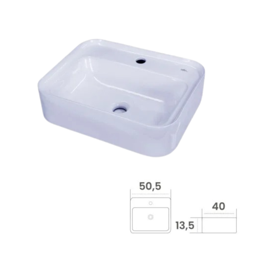 50.5 CM x 40 CM x 13.5 CM / GNET OTER AC1437 Wastafel Cuci Tangan Kecil White Keramik