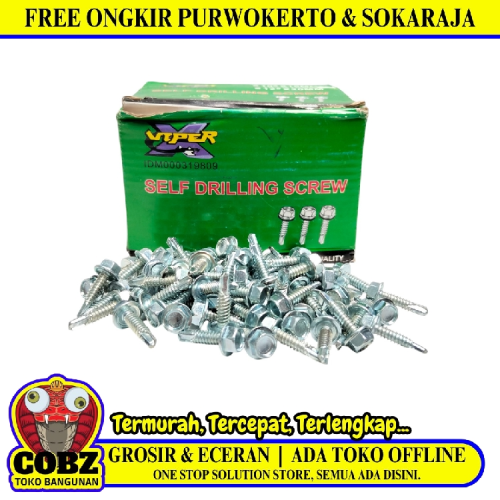 #10 x 19 MM / VIPER Roofing Baut Sekrup Atap Baja Ringan Putih Dus