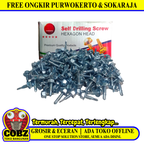 #10 x 16 MM / CAB Roofing Baut Sekrup Atap Baja Ringan Putih Dus