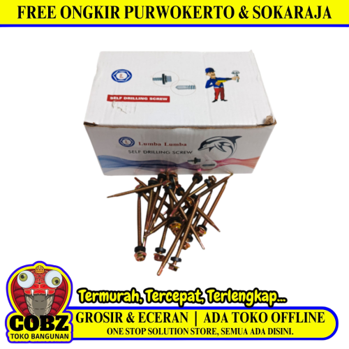 #12 x 70 MM / LL YELLOW Roofing Baut Sekrup Atap Baja Ringan Kuning Dus