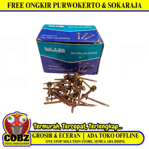 #12 x 50 MM / BLUE Roofing Baut Sekrup Atap Baja Ringan Kuning Dus