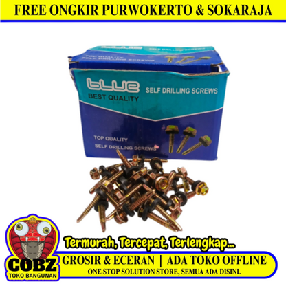 #12 x 30 MM / BLUE Roofing Baut Sekrup Atap Baja Ringan Kuning Dus