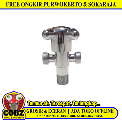 1/2 IN / NEW 6102 Stop Kran Air Cabang Tee Shower Kloset Stainless
