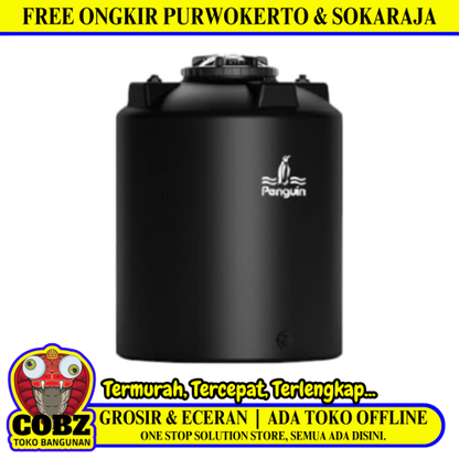 1050 L / PENGUIN TB 110 Water Torrent Tangki Tandon Air PVC Hitam + Acc Set