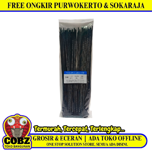 3.6 MM x 250 MM / SW Kabel Cable Ties Tali Ripet 25 CM Hitam Pack