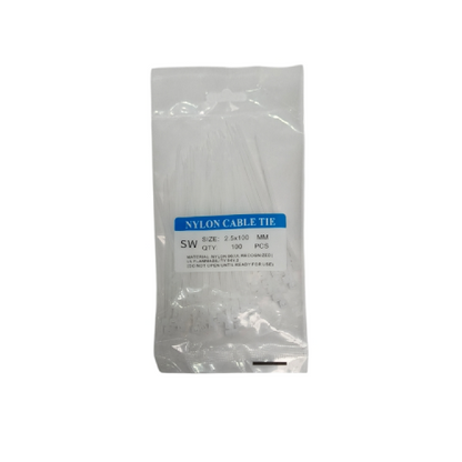 2.5 MM x 100 MM / SW Kabel Cable Ties Tali Ripet 10 CM Putih Pack