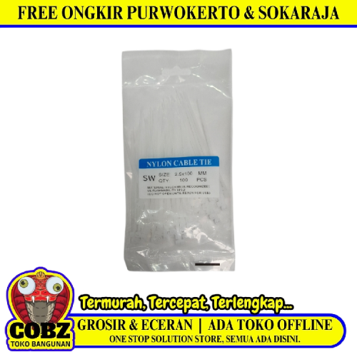 2.5 MM x 100 MM / SW Kabel Cable Ties Tali Ripet 10 CM Putih Pack